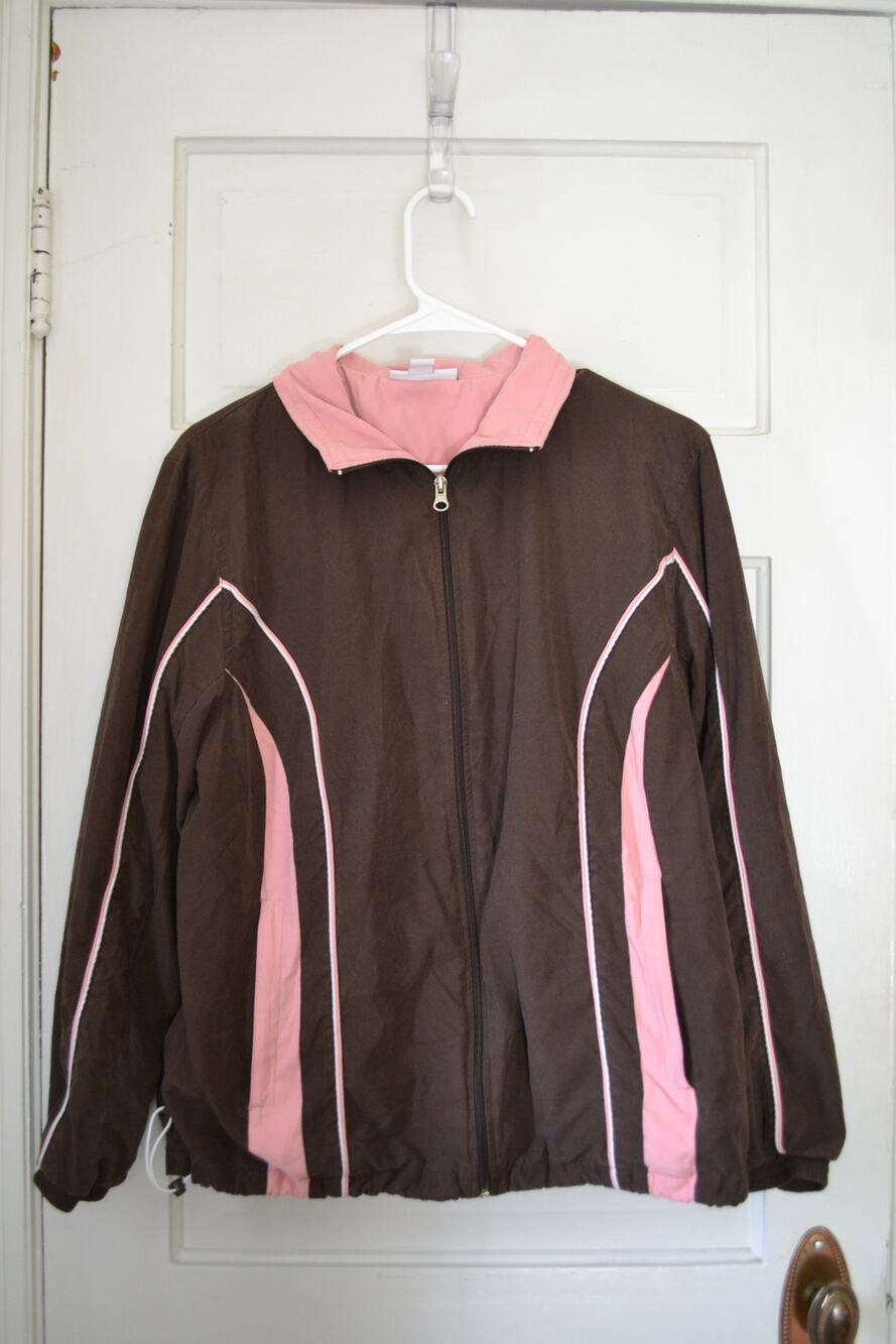 Y2K Brown and Pink Athletic Outdoors Sports Track Jacket Size XL